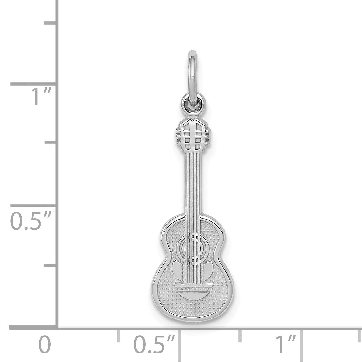 Alternate view of the 14k White Gold Vertical Classical Guitar Charm by The Black Bow Jewelry Co.