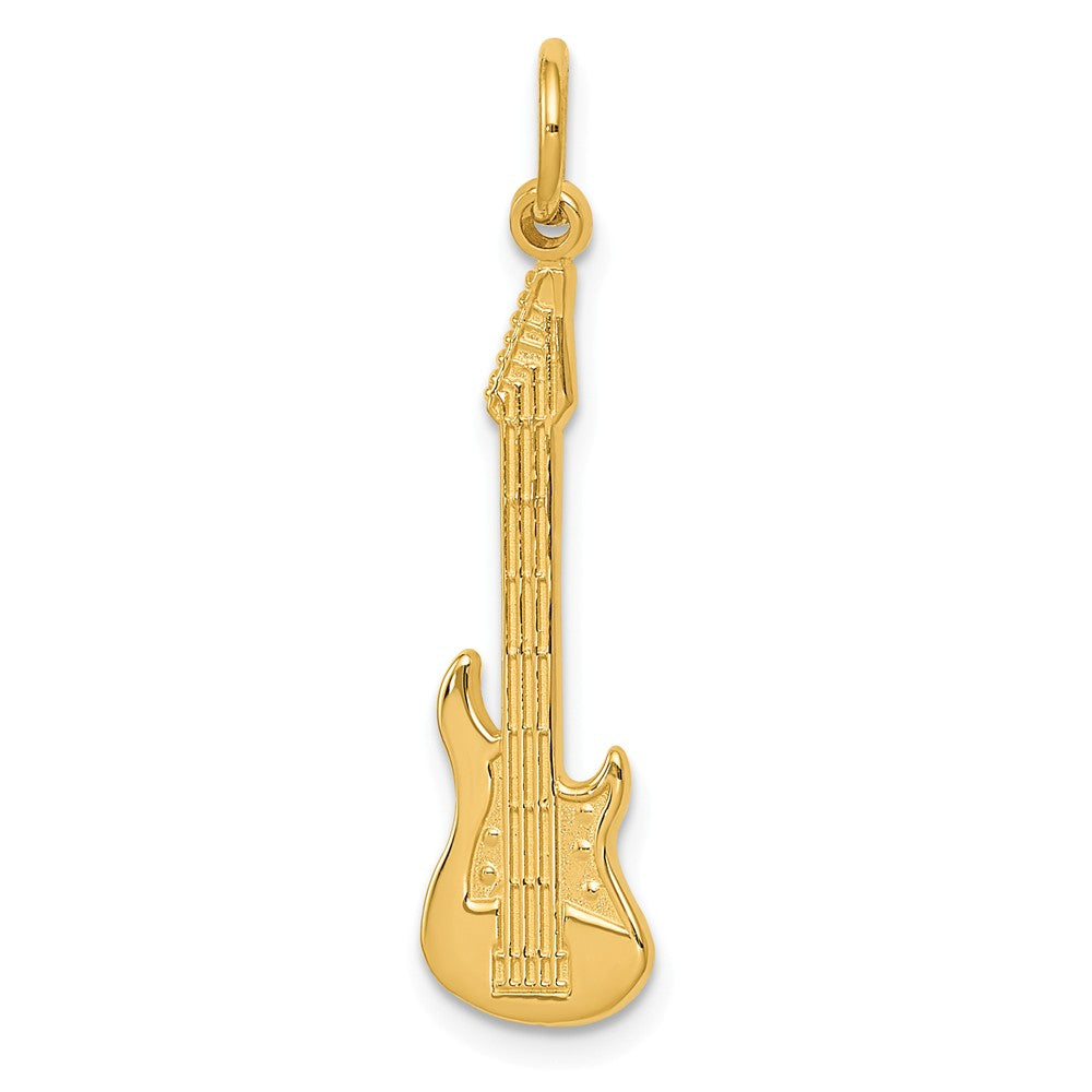 14k Yellow Gold Vertical Electric Guitar Charm, Item P11143 by The Black Bow Jewelry Co.