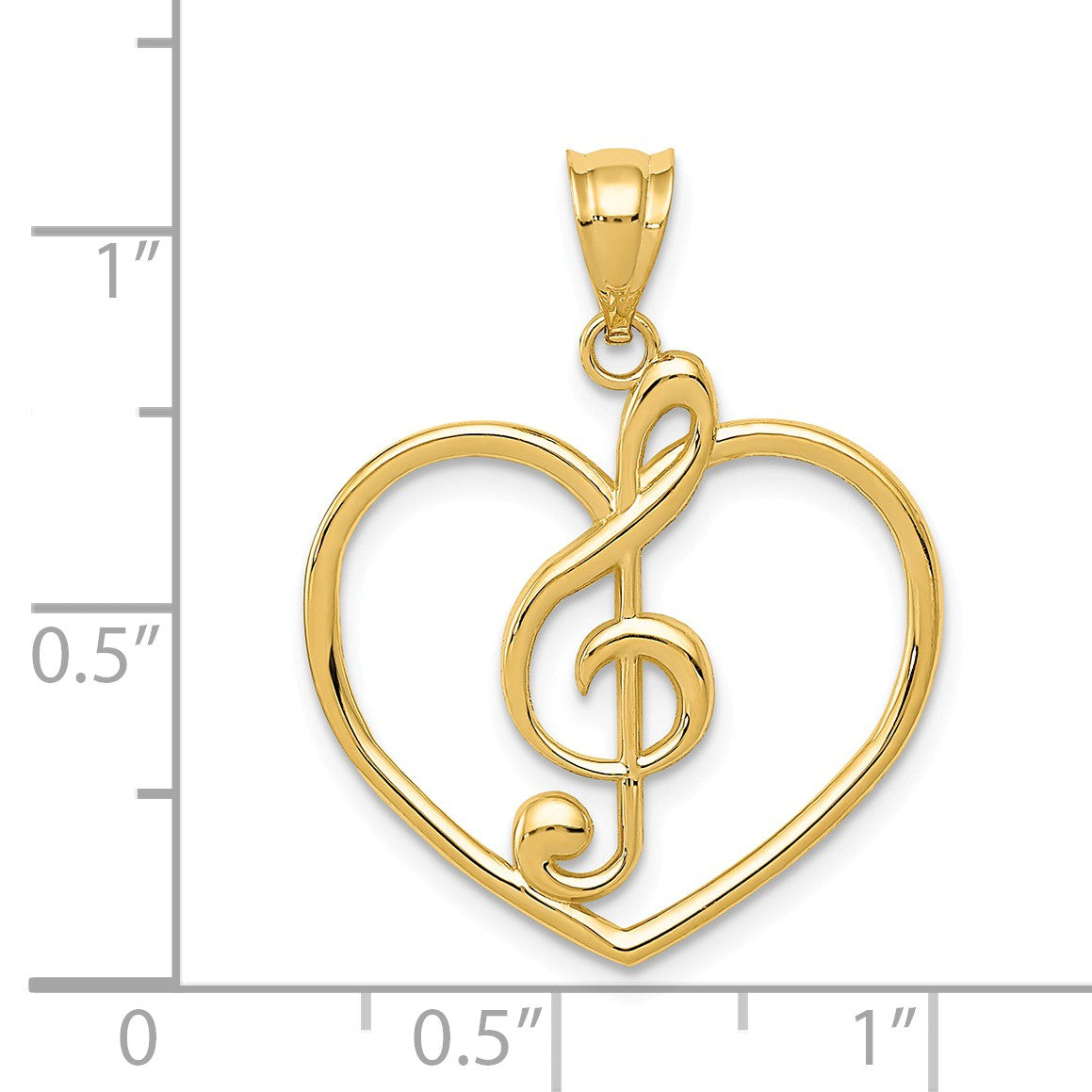 Alternate view of the 14k Yellow Gold Treble Clef and Heart Pendant by The Black Bow Jewelry Co.