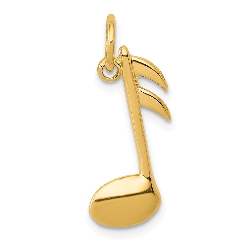 14k Yellow Gold 2D Polished Musical Note Pendant, Item P11160 by The Black Bow Jewelry Co.