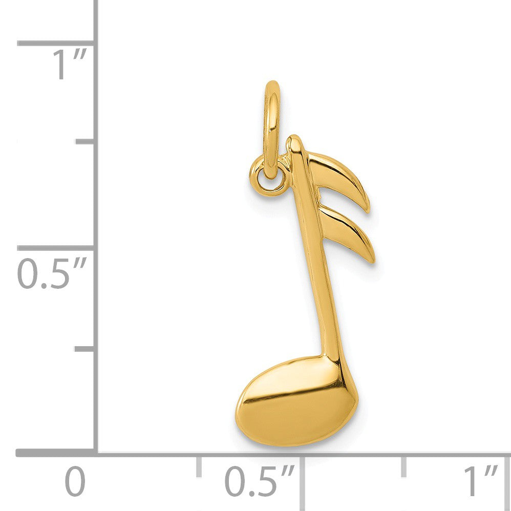 Alternate view of the 14k Yellow Gold 2D Polished Musical Note Pendant by The Black Bow Jewelry Co.