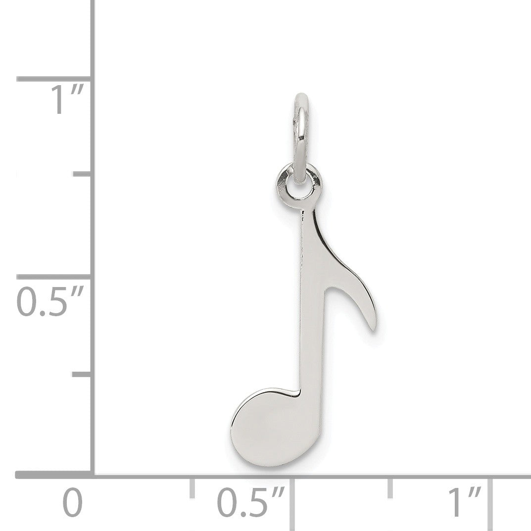 Alternate view of the Sterling Silver Polished Music Note Charm by The Black Bow Jewelry Co.