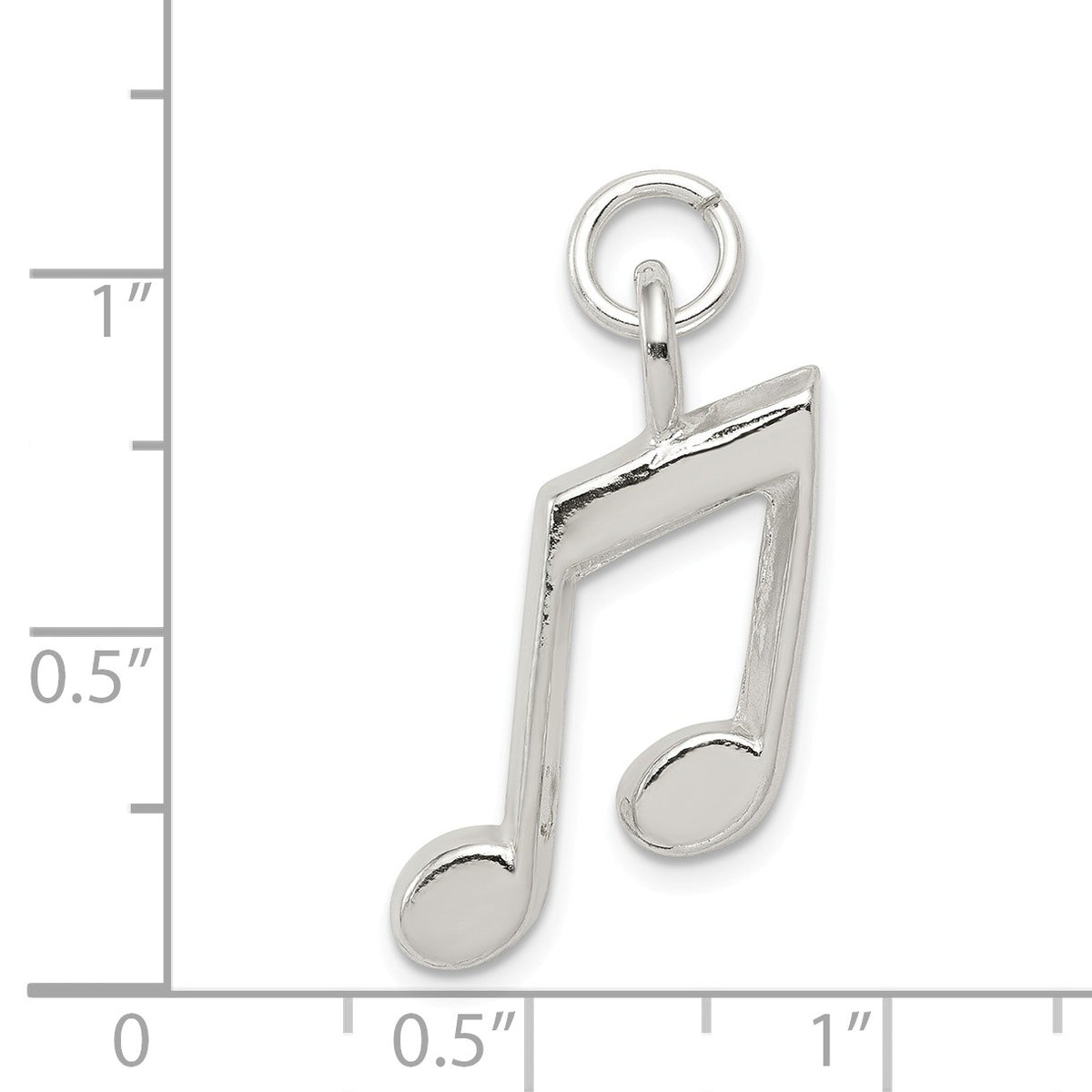 Alternate view of the Sterling Silver Beamed Musical Notes Pendant by The Black Bow Jewelry Co.