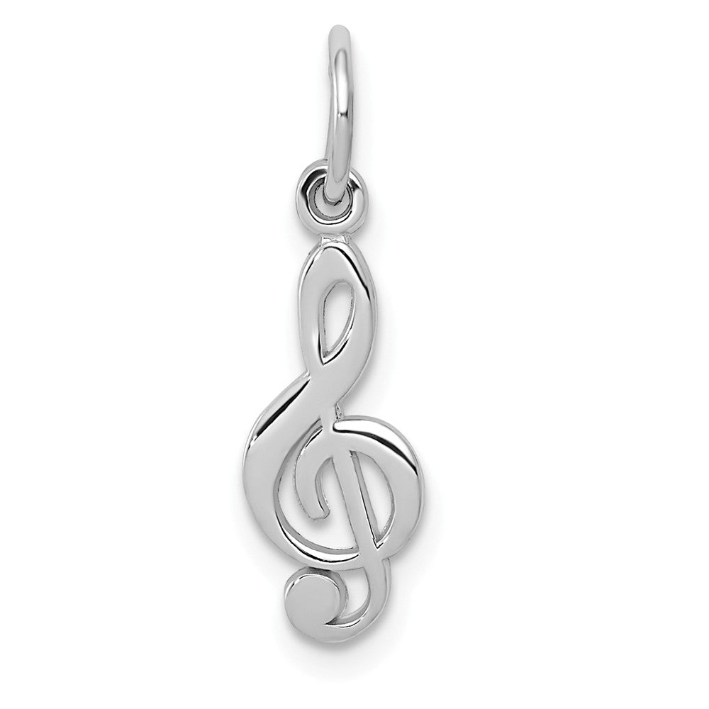 14k White Gold Polished Treble Clef Charm, Item P11167 by The Black Bow Jewelry Co.