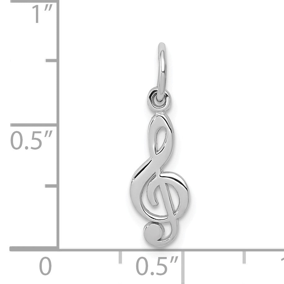 Alternate view of the 14k White Gold Polished Treble Clef Charm by The Black Bow Jewelry Co.