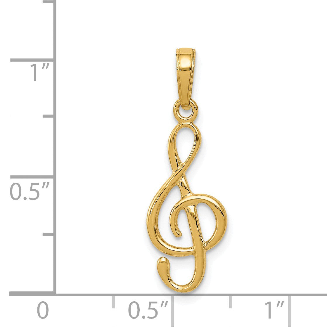 Alternate view of the 14k Yellow Gold 3D Polished Clef Note Pendant by The Black Bow Jewelry Co.