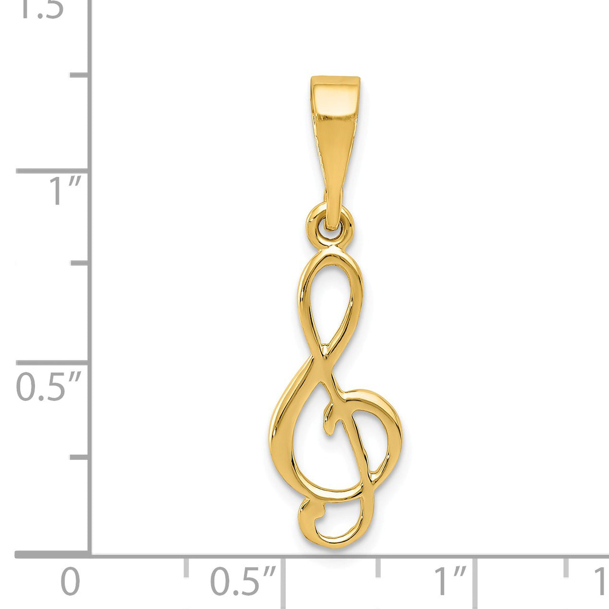 Alternate view of the 14k Yellow Gold Flat Back Treble Clef Pendant by The Black Bow Jewelry Co.