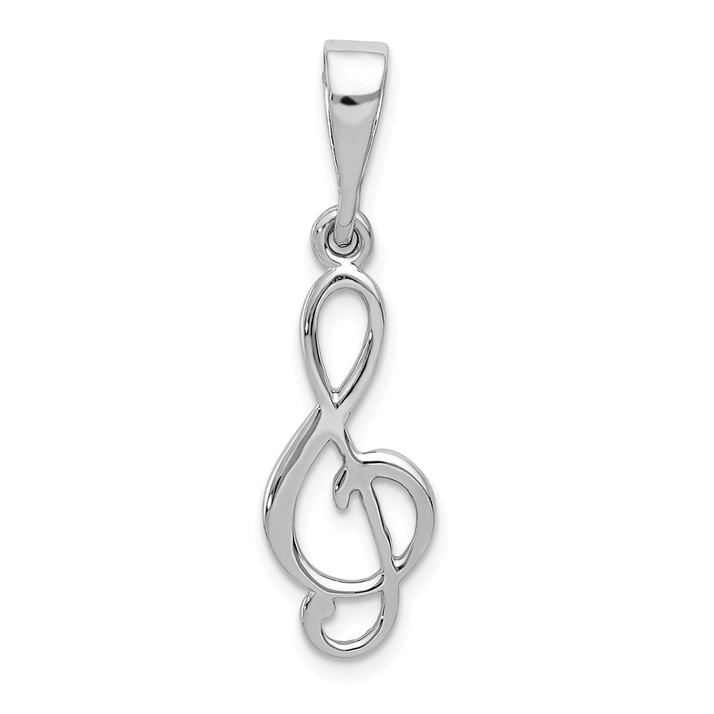 14k White Gold Flat Back Treble Clef Pendant, Item P11171 by The Black Bow Jewelry Co.