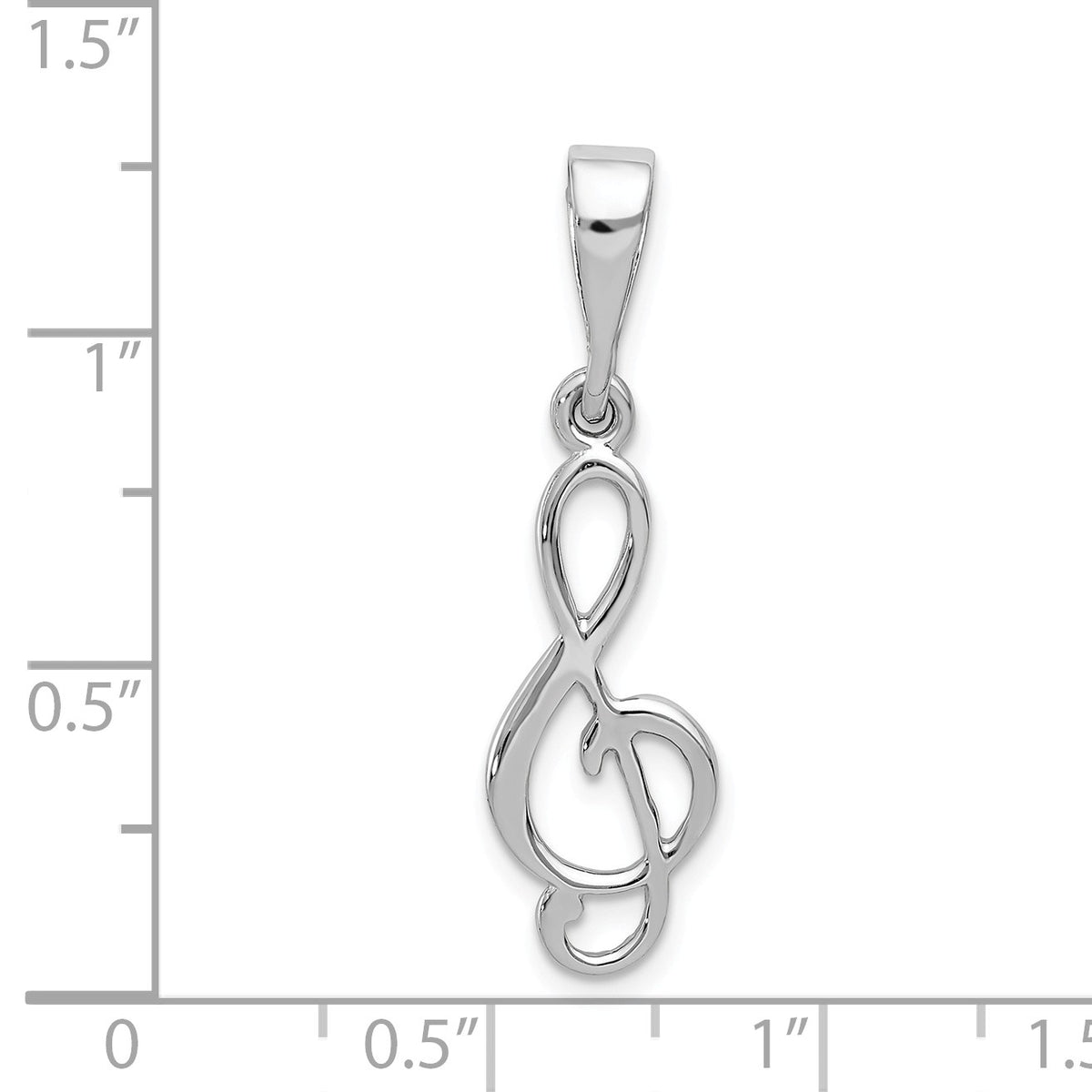 Alternate view of the 14k White Gold Flat Back Treble Clef Pendant by The Black Bow Jewelry Co.