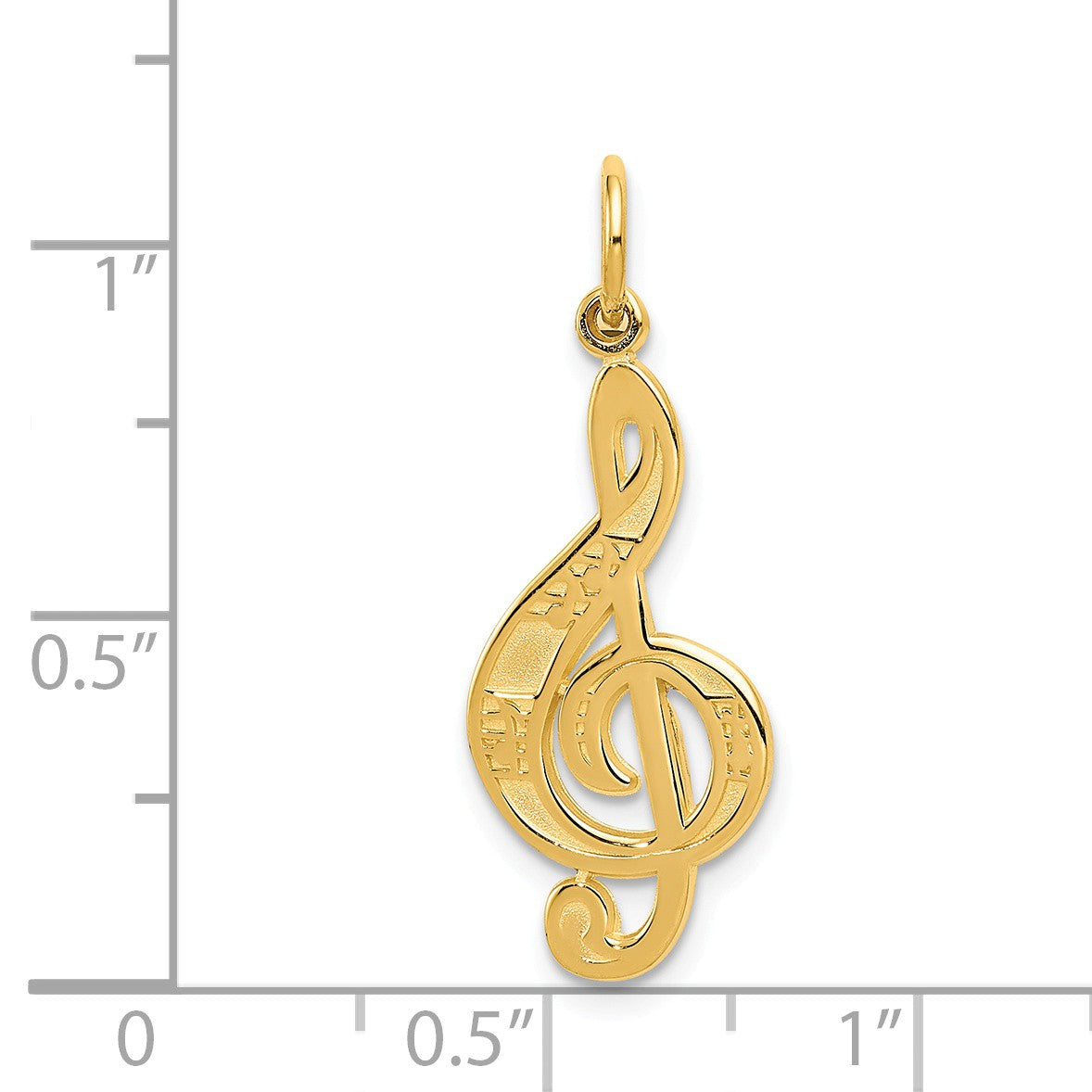 Alternate view of the 14k Yellow Gold Treble Clef with Music Notes Pendant by The Black Bow Jewelry Co.