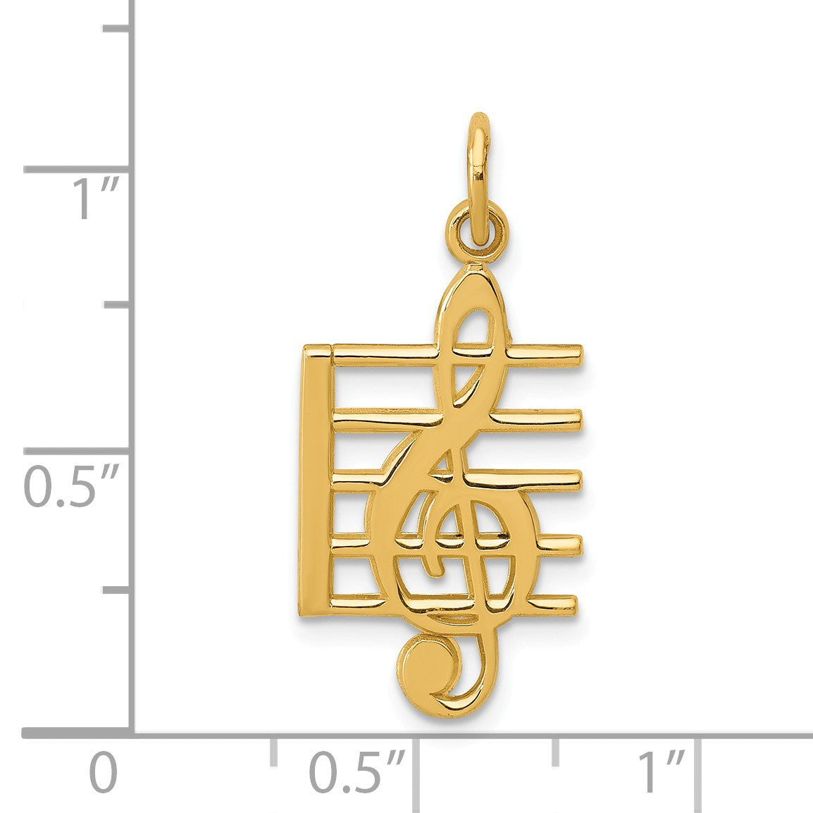 Alternate view of the 14k Yellow Gold Treble Clef and Staff Pendant by The Black Bow Jewelry Co.