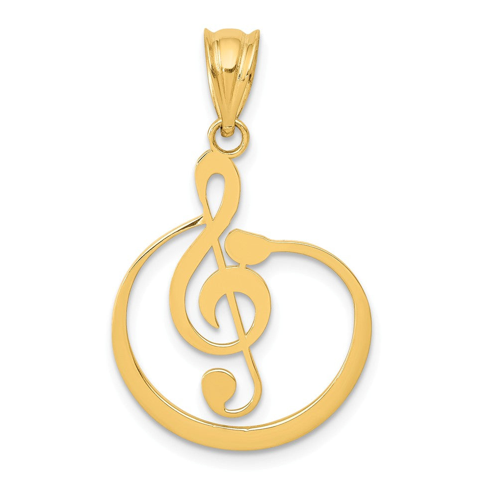 14k Yellow Gold G Clef Musical Note Pendant, Item P11179 by The Black Bow Jewelry Co.