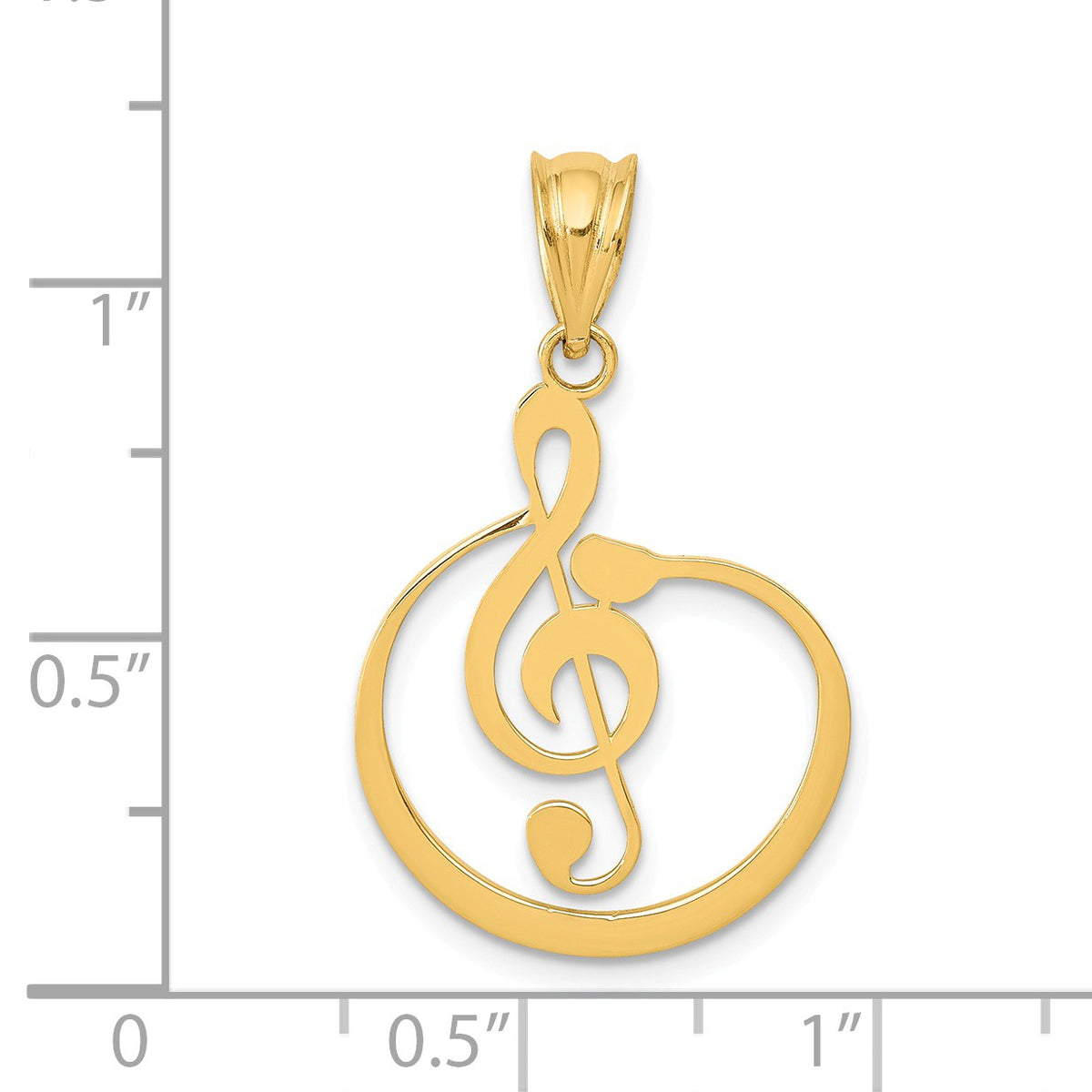 Alternate view of the 14k Yellow Gold G Clef Musical Note Pendant by The Black Bow Jewelry Co.