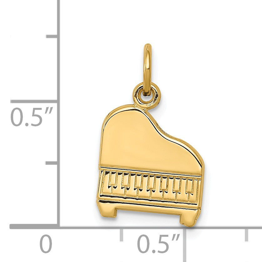 Alternate view of the 14k Yellow Gold Baby Grand Piano Charm by The Black Bow Jewelry Co.