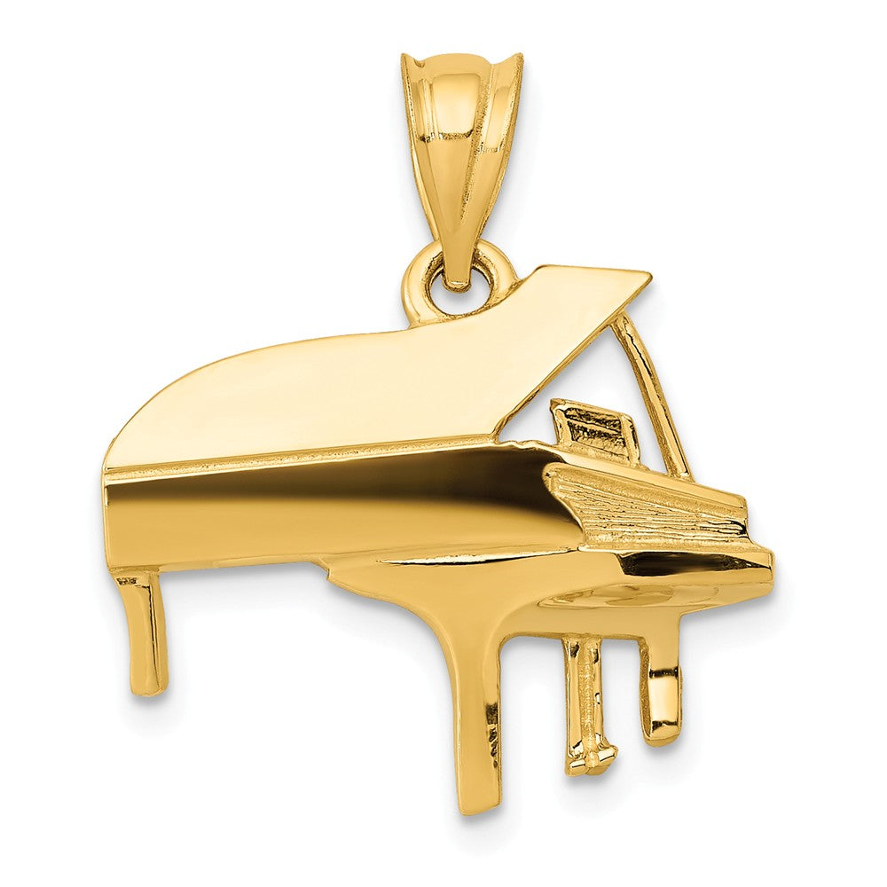 14k Yellow Gold Baby Grand Piano Pendant, Item P11182 by The Black Bow Jewelry Co.