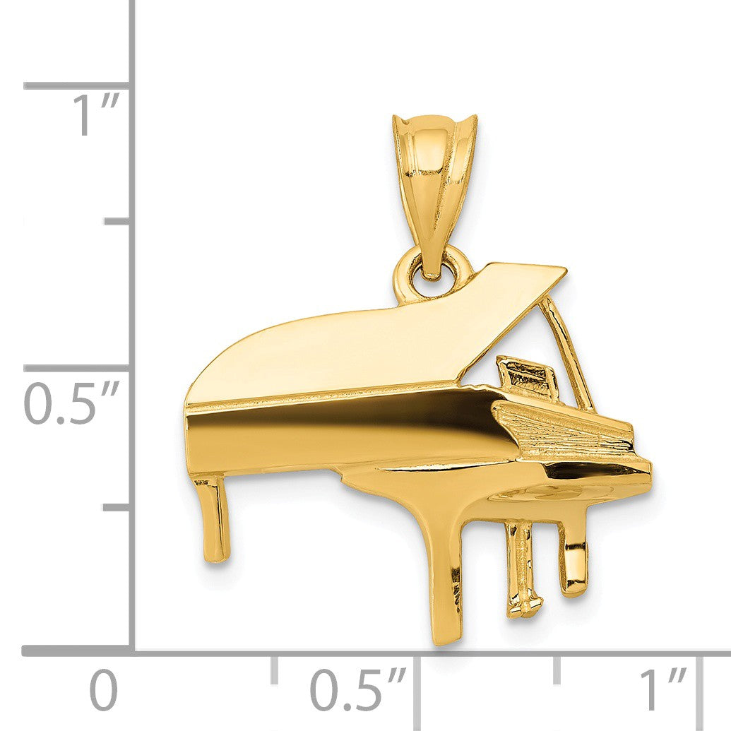Alternate view of the 14k Yellow Gold Baby Grand Piano Pendant by The Black Bow Jewelry Co.