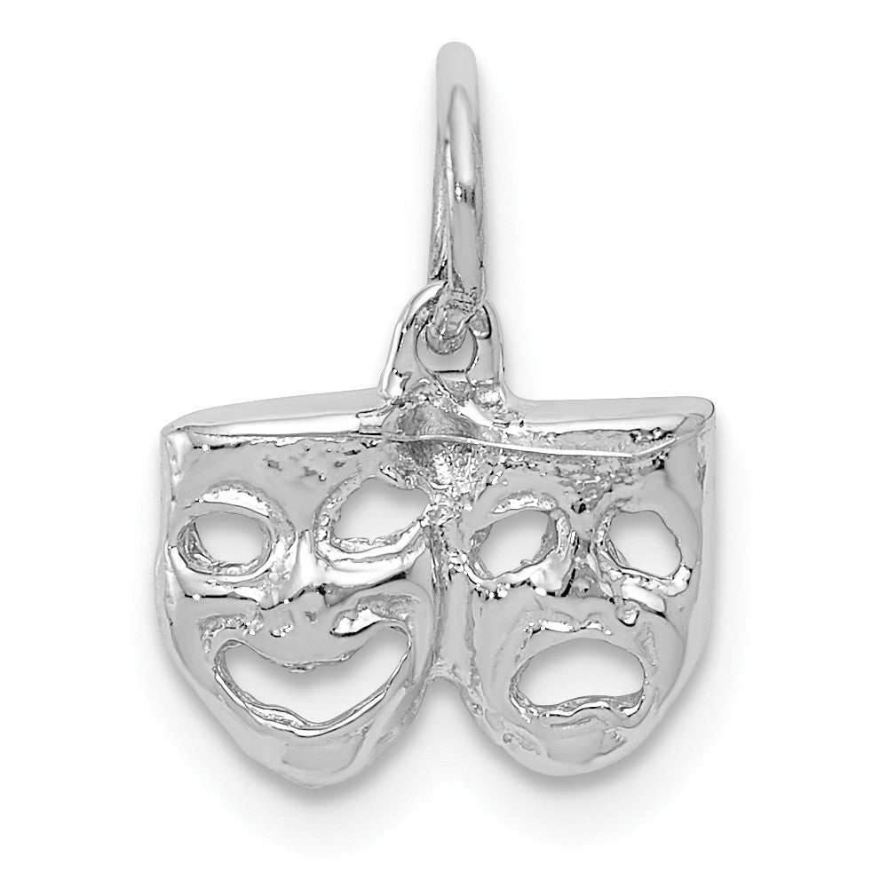 14k White Gold Petite Comedy and Tragedy Charm, Item P11186 by The Black Bow Jewelry Co.