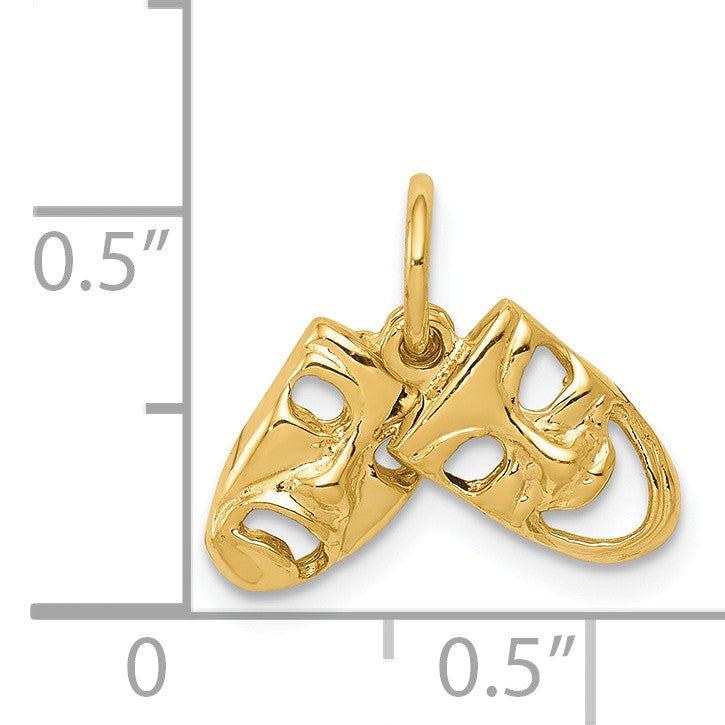 Alternate view of the 14k Yellow Gold Small Comedy and Tragedy Mask Charm by The Black Bow Jewelry Co.