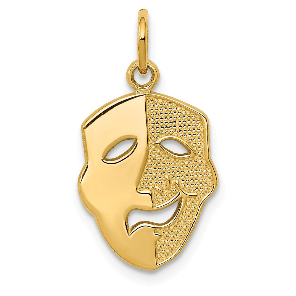 14k Yellow Gold Comedy / Tragedy Mask Charm, Item P11195 by The Black Bow Jewelry Co.