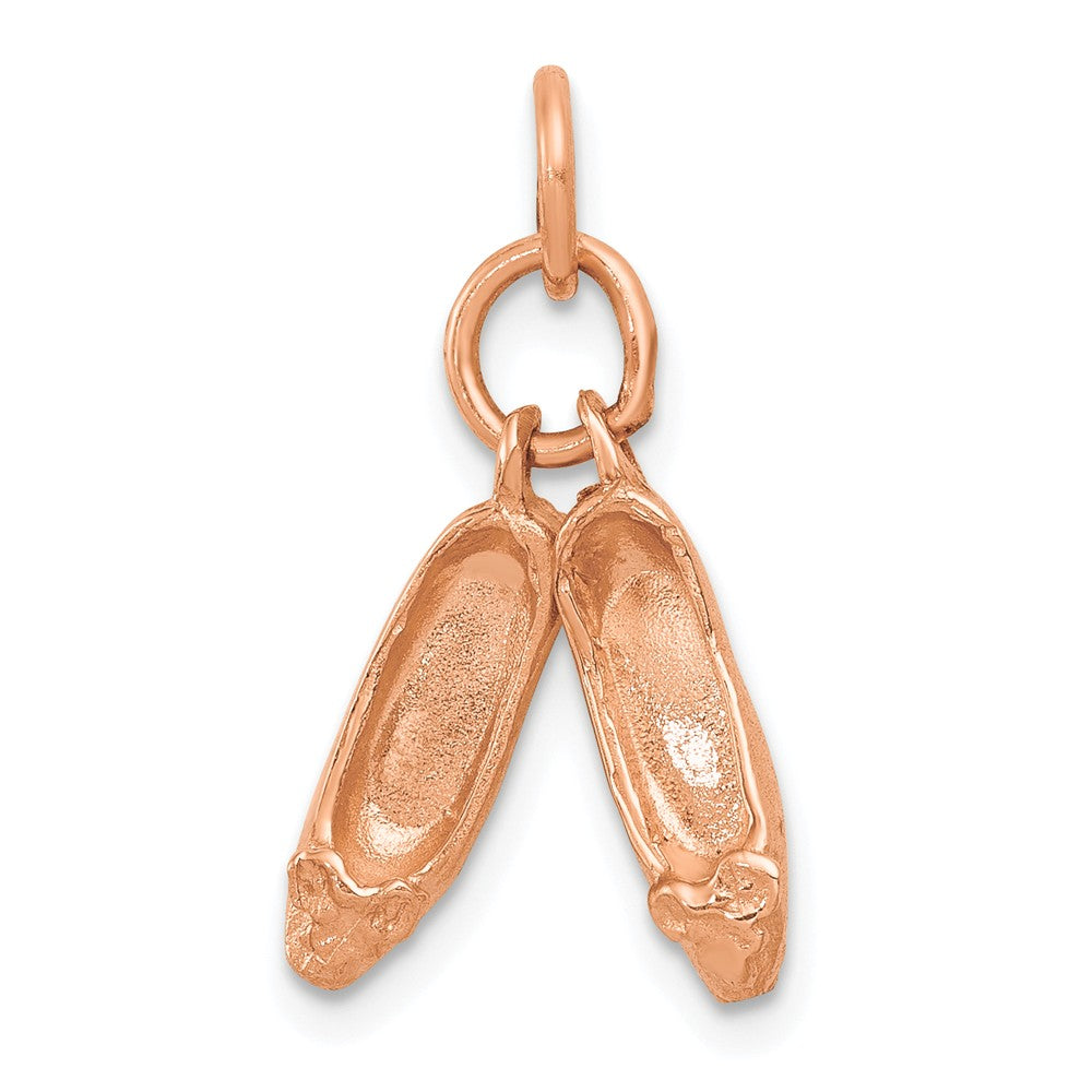 14k Rose Gold 3D Moveable Ballet Slippers Charm, Item P11200 by The Black Bow Jewelry Co.