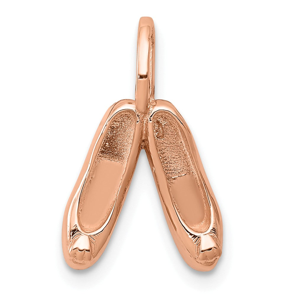 14k Rose Gold Petite 3D Ballet Slippers Pendant, Item P11202 by The Black Bow Jewelry Co.