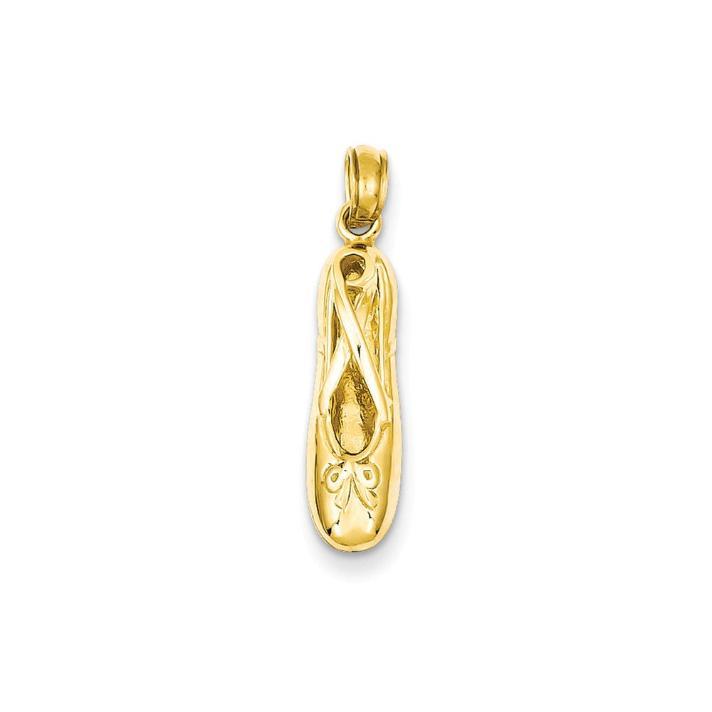 14k Yellow Gold 3D Ballet Slipper Pendant, Item P11206 by The Black Bow Jewelry Co.