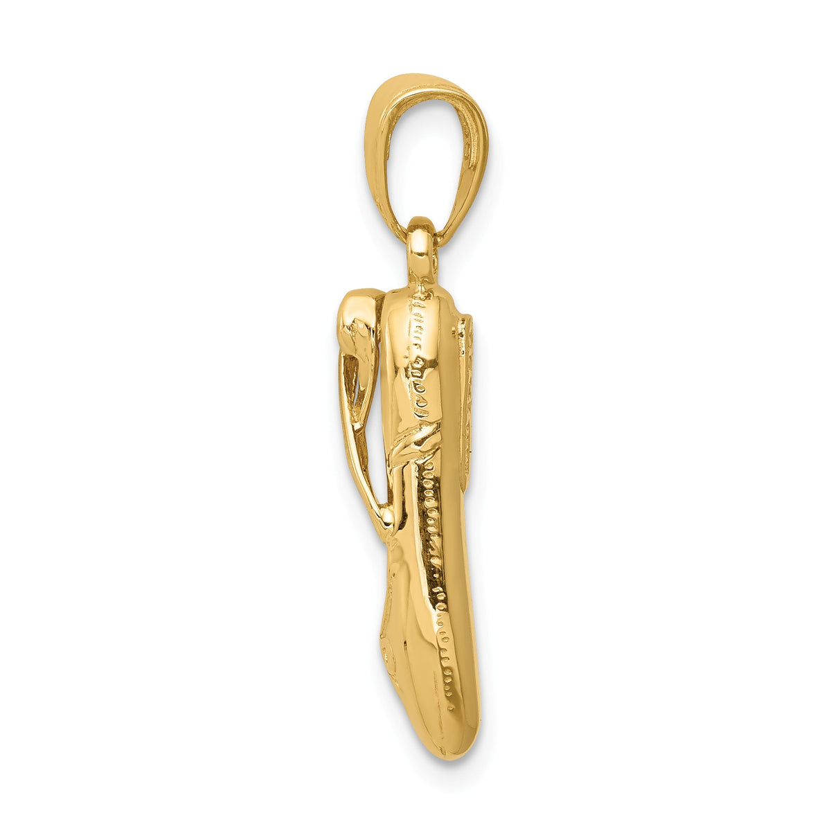 Alternate view of the 14k Yellow Gold 3D Ballet Slipper Pendant by The Black Bow Jewelry Co.