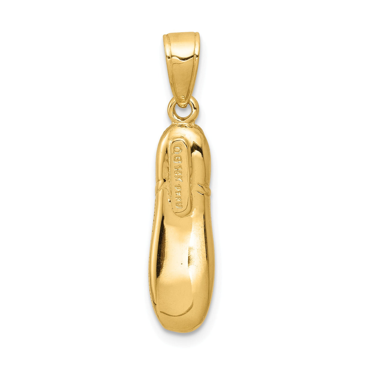 Alternate view of the 14k Yellow Gold 3D Ballet Slipper Pendant by The Black Bow Jewelry Co.