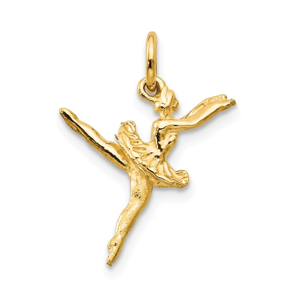14k Yellow Gold Small 3D Ballerina Pendant Charm, Item P11215 by The Black Bow Jewelry Co.