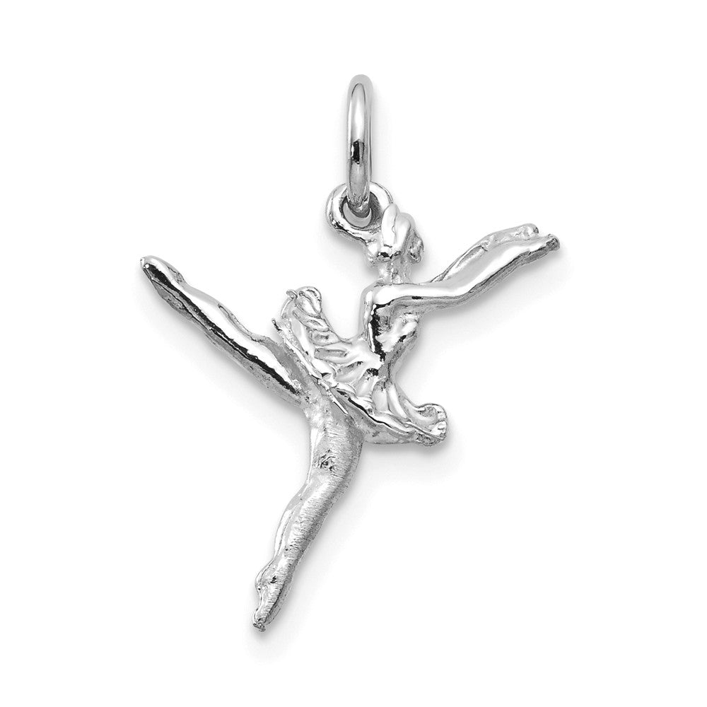 14k White Gold Small 3D Ballerina Pendant Charm, Item P11216 by The Black Bow Jewelry Co.