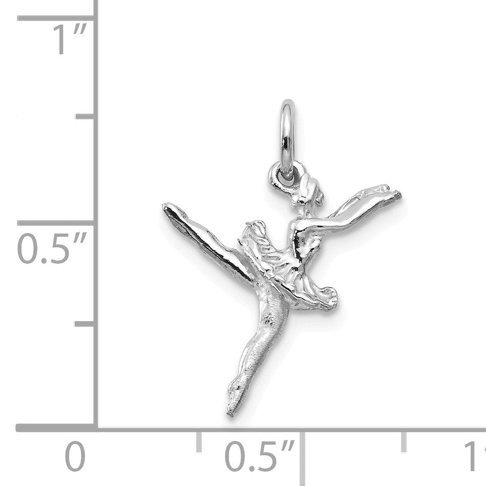 Alternate view of the 14k White Gold Small 3D Ballerina Pendant Charm by The Black Bow Jewelry Co.