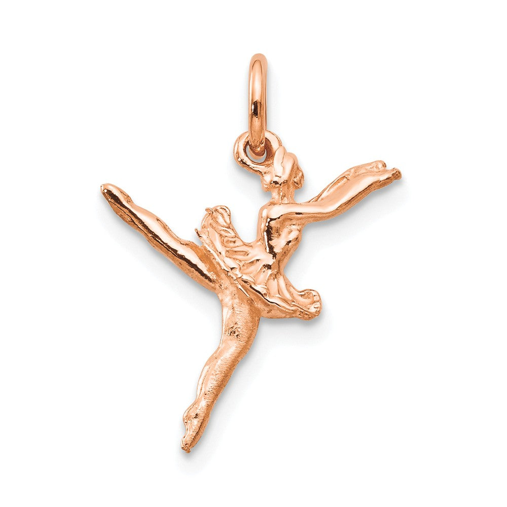 14k Rose Gold Small 3D Ballerina Pendant Charm, Item P11217 by The Black Bow Jewelry Co.