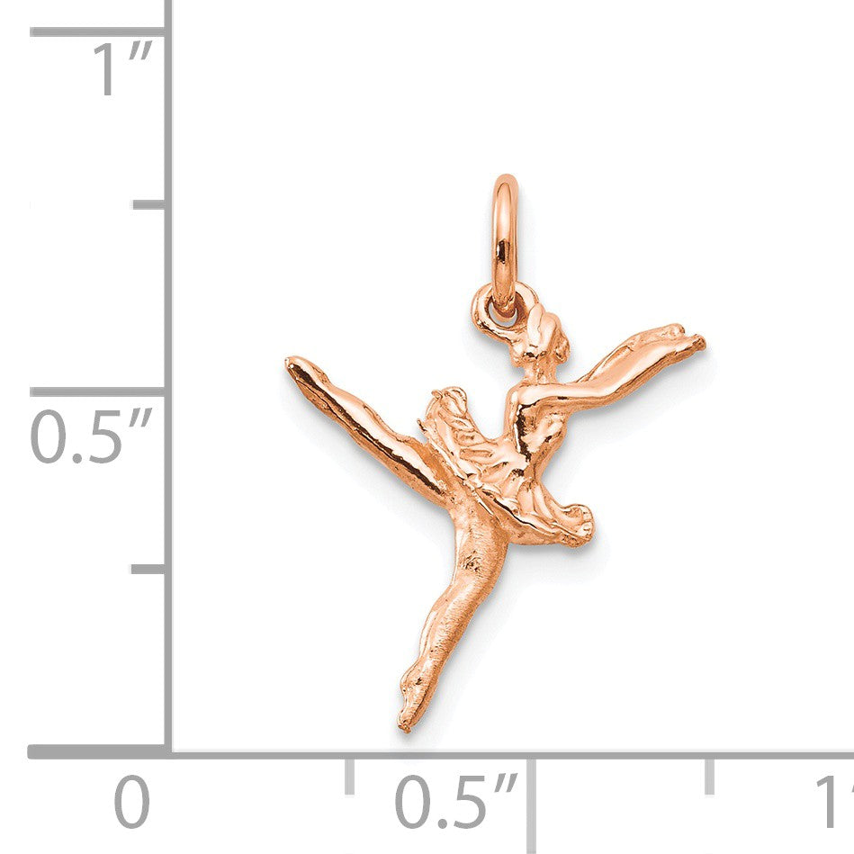 Alternate view of the 14k Rose Gold Small 3D Ballerina Pendant Charm by The Black Bow Jewelry Co.