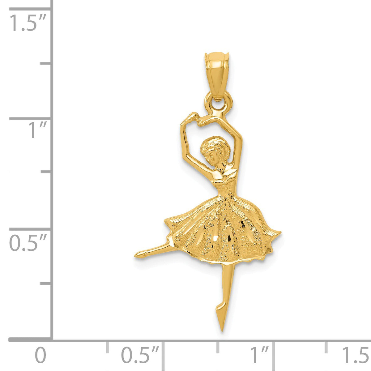 Alternate view of the 14k Yellow Gold Diamond Cut Dancing Ballerina Pendant by The Black Bow Jewelry Co.