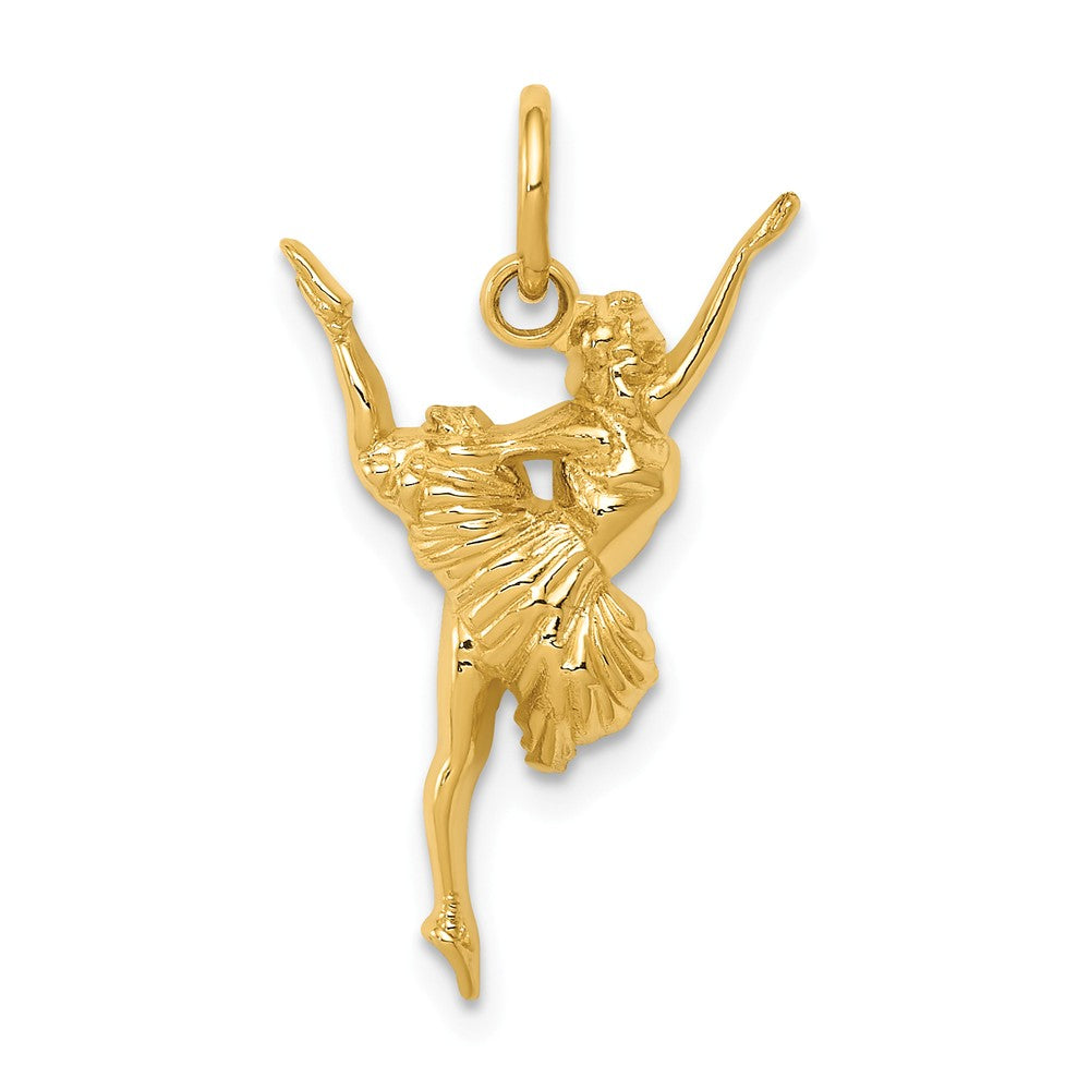 14k Yellow Gold 2D Polished Ballerina Charm, Item P11224 by The Black Bow Jewelry Co.