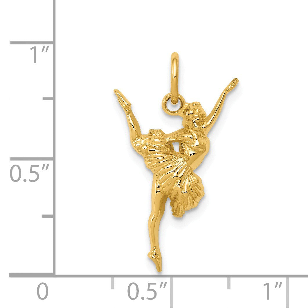 Alternate view of the 14k Yellow Gold 2D Polished Ballerina Charm by The Black Bow Jewelry Co.