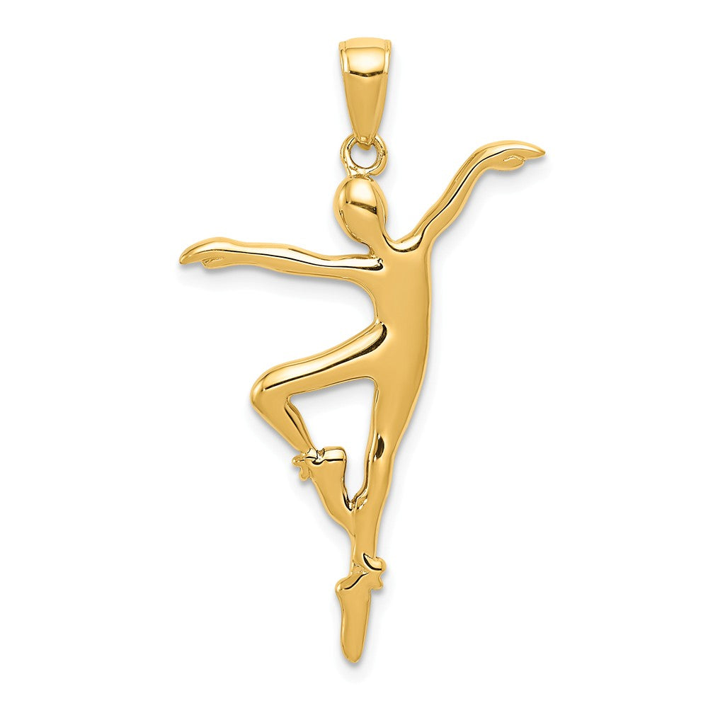 14k Yellow Gold 3D Modern Ballet Dancer Pendant, Item P11228 by The Black Bow Jewelry Co.