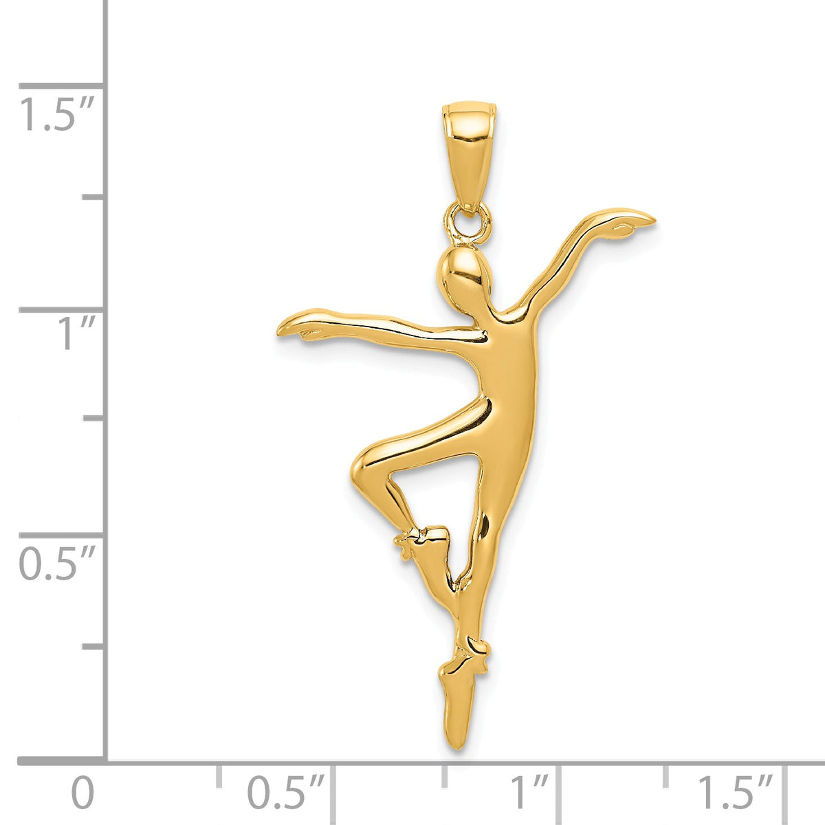 Alternate view of the 14k Yellow Gold 3D Modern Ballet Dancer Pendant by The Black Bow Jewelry Co.
