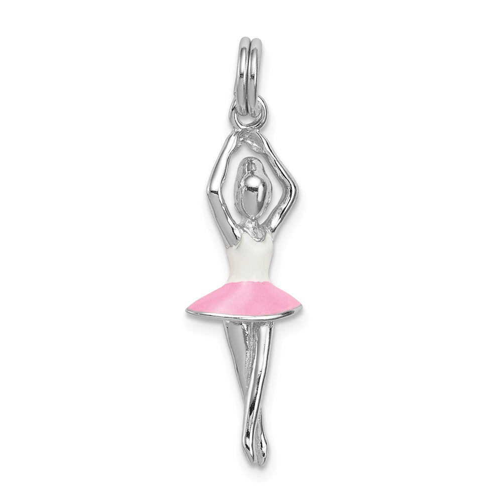 Sterling Silver and Enameled 3D Ballerina Pendant, Item P11229 by The Black Bow Jewelry Co.