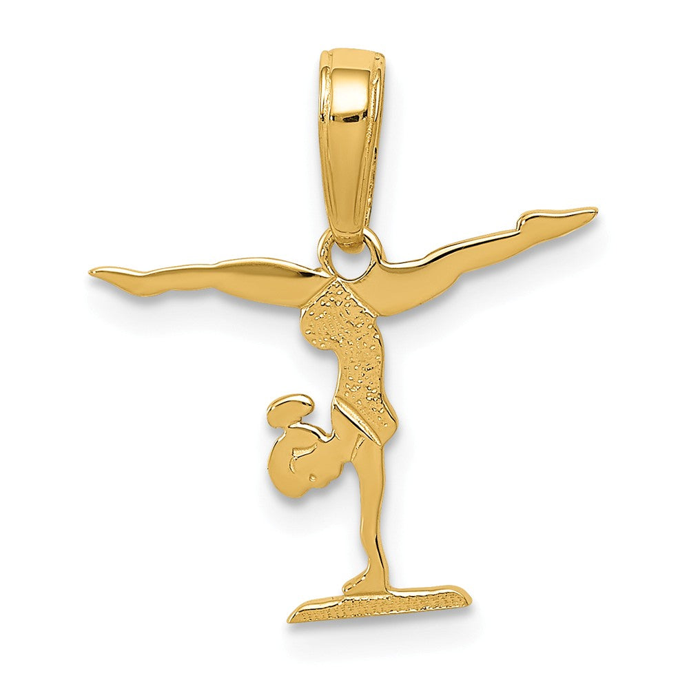 14k Yellow Gold 16mm Polished Gymnastics Pendant, Item P11230 by The Black Bow Jewelry Co.