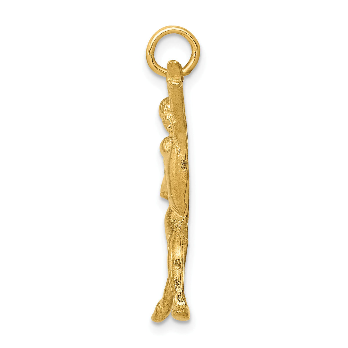 Alternate view of the 14k Yellow Gold Satin and Diamond Cut Gymnast Pendant by The Black Bow Jewelry Co.