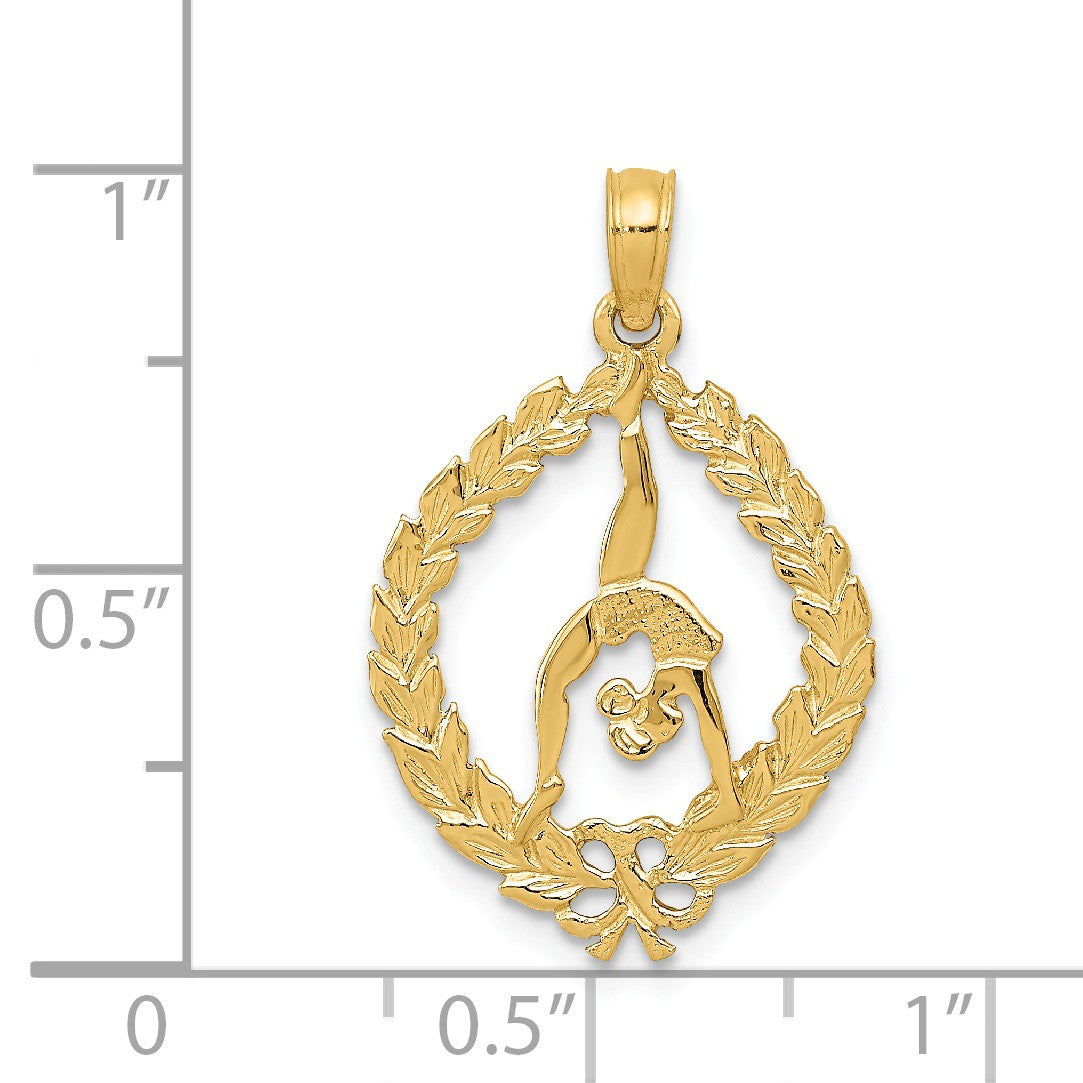 Alternate view of the 14k Yellow Gold Framed Gymnast Pendant by The Black Bow Jewelry Co.