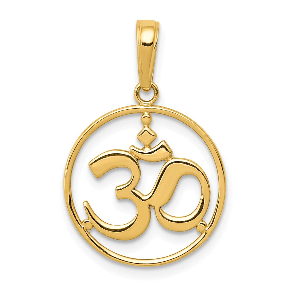 14k Yellow Gold OM Yoga Symbol Pendant, 16mm, Item P11238 by The Black Bow Jewelry Co.