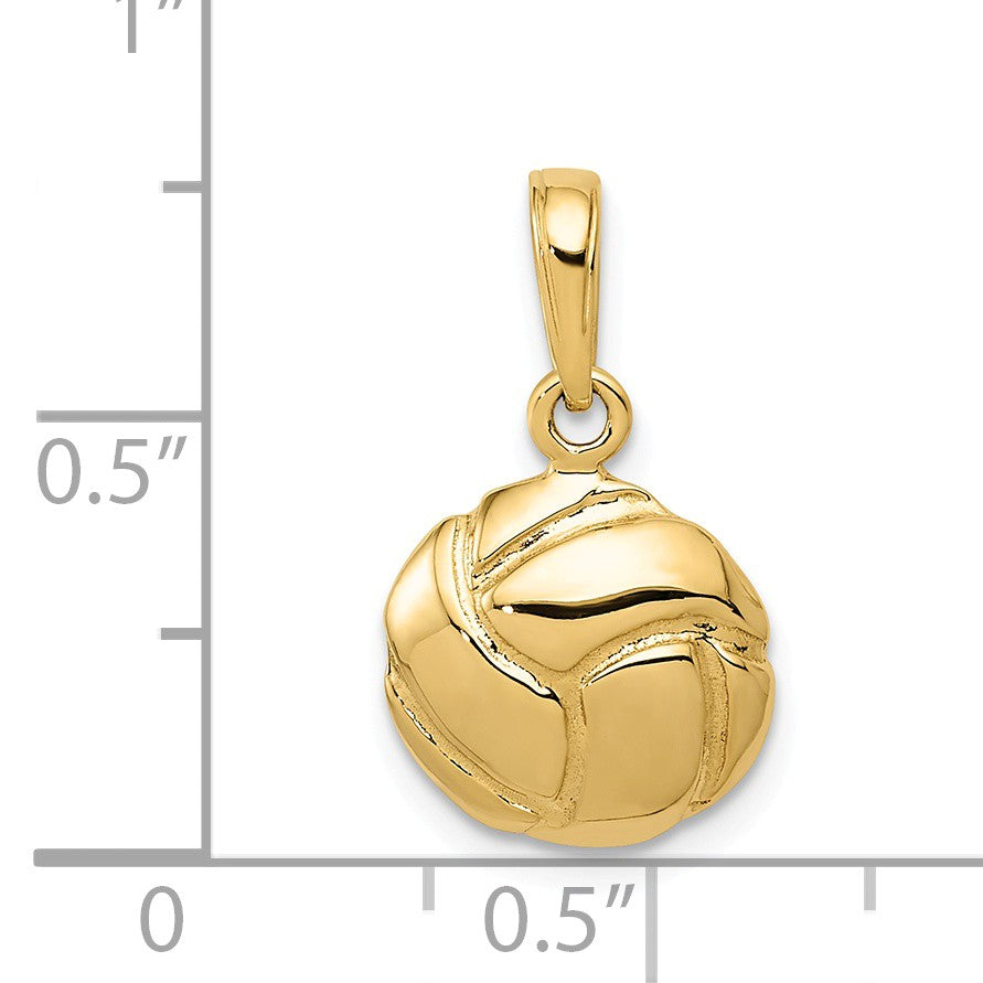 Alternate view of the 14k Yellow Gold Volleyball Pendant, 11mm by The Black Bow Jewelry Co.