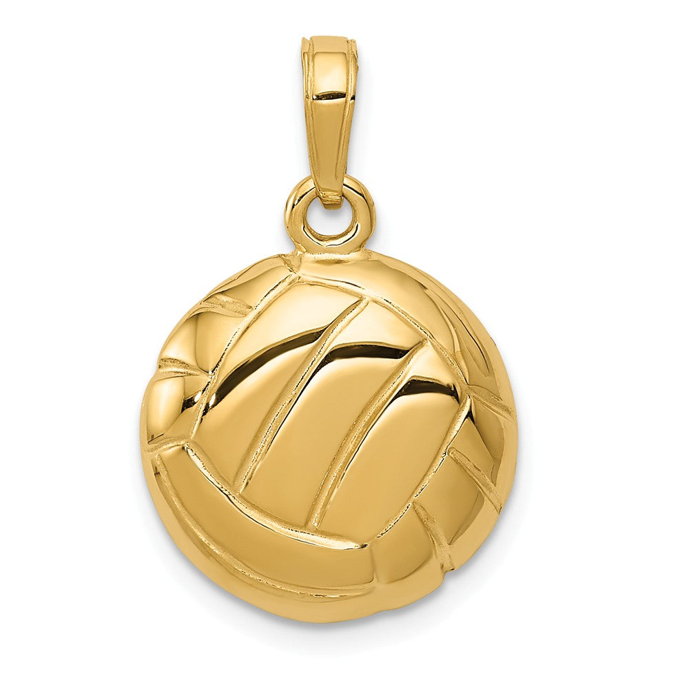 14k Yellow Gold Polished Volleyball Pendant, 15mm, Item P11241 by The Black Bow Jewelry Co.