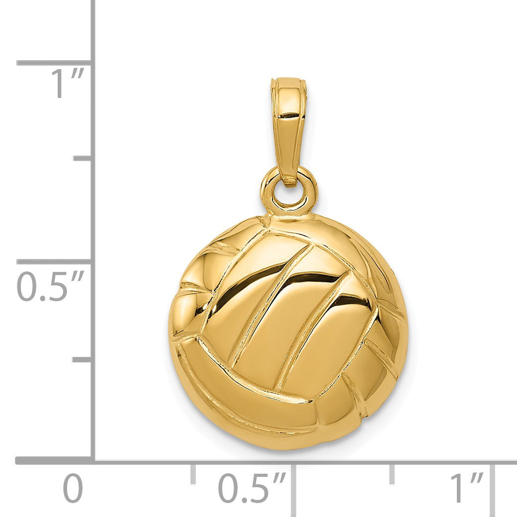 Alternate view of the 14k Yellow Gold Polished Volleyball Pendant, 15mm by The Black Bow Jewelry Co.