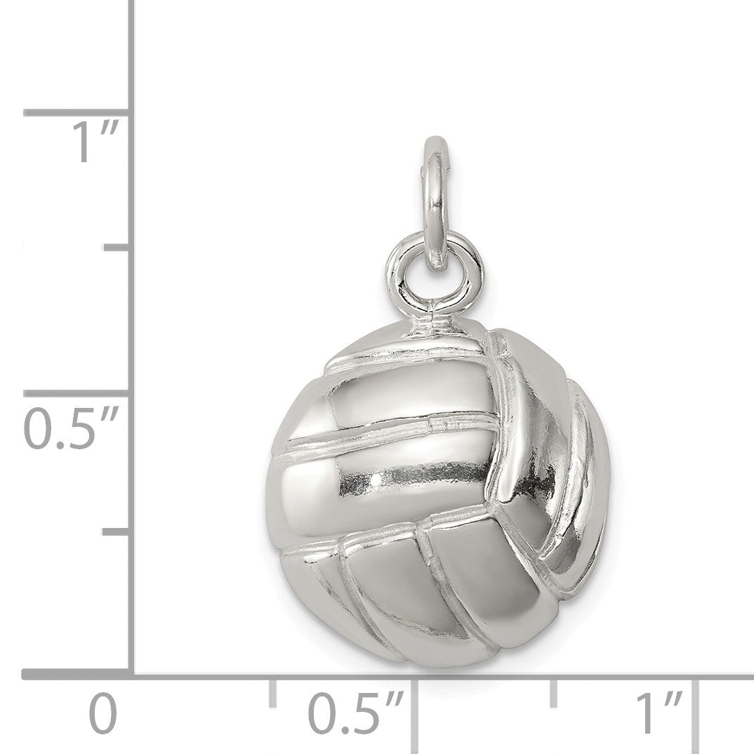 Alternate view of the Sterling Silver Polished Volleyball Pendant, 15mm by The Black Bow Jewelry Co.