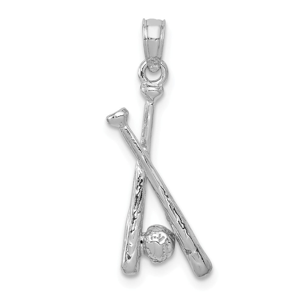 14k White Gold Baseball Bats and Ball Pendant, Item P11258 by The Black Bow Jewelry Co.