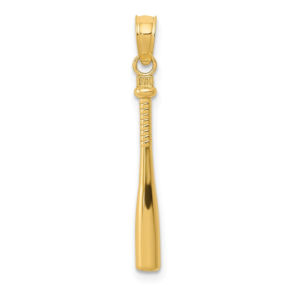 14k Yellow Gold Small 3D Baseball Bat Pendant, Item P11263 by The Black Bow Jewelry Co.