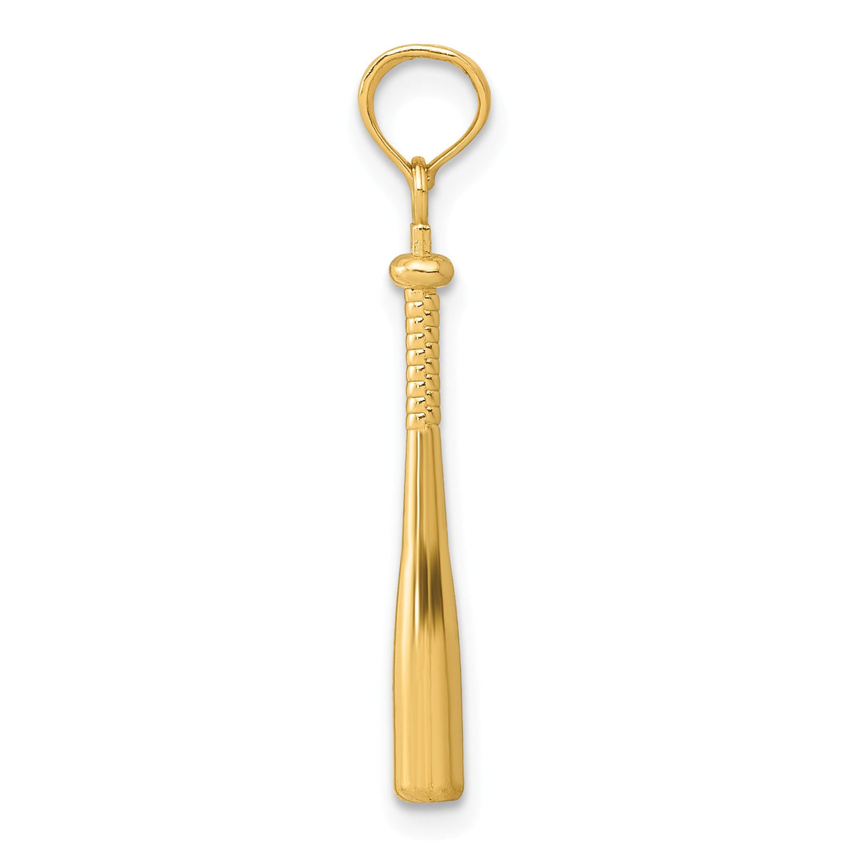 Alternate view of the 14k Yellow Gold Small 3D Baseball Bat Pendant by The Black Bow Jewelry Co.